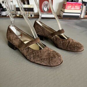 Salvatore Ferragamo Angelica Suede Mary Jane Heels VTG